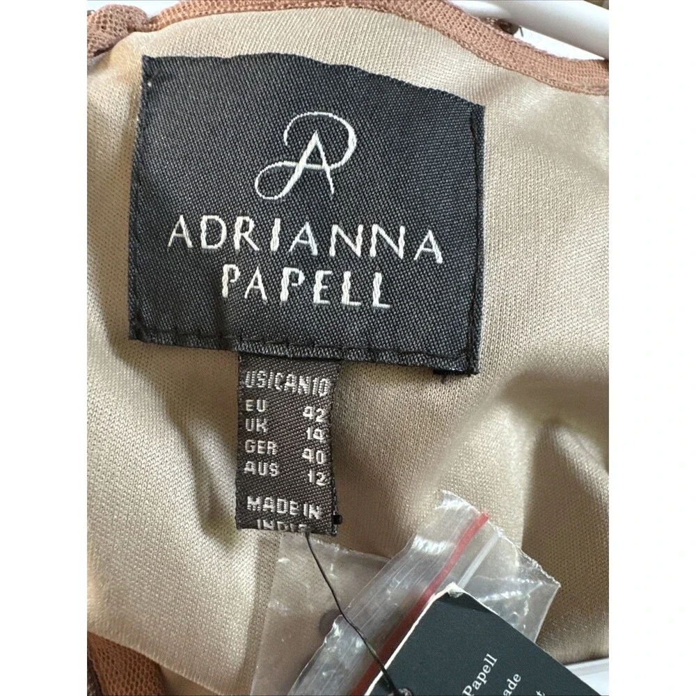Adrianna Papell Sz 10 NWT Rose Gold Beaded Sequin Cocktail Dress Gatsby Art Deco - Picture 5 of 7